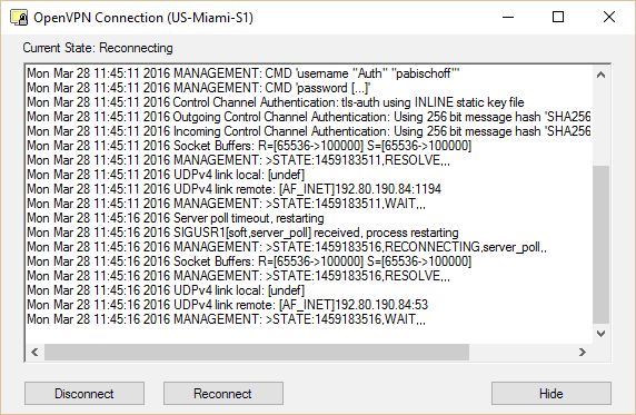 ironsocket connection log