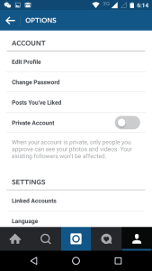 instagram settings