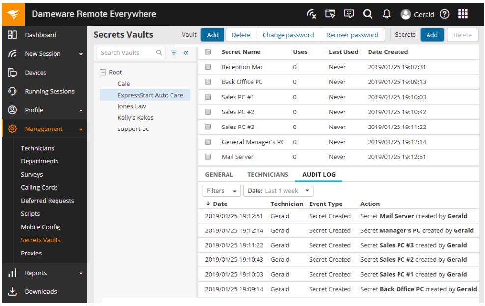 SolarWinds Dameware Remote Everywhere - Secrets Vault