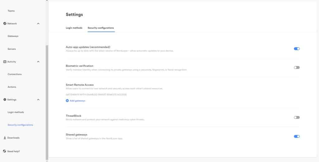 nordlayer security configurations