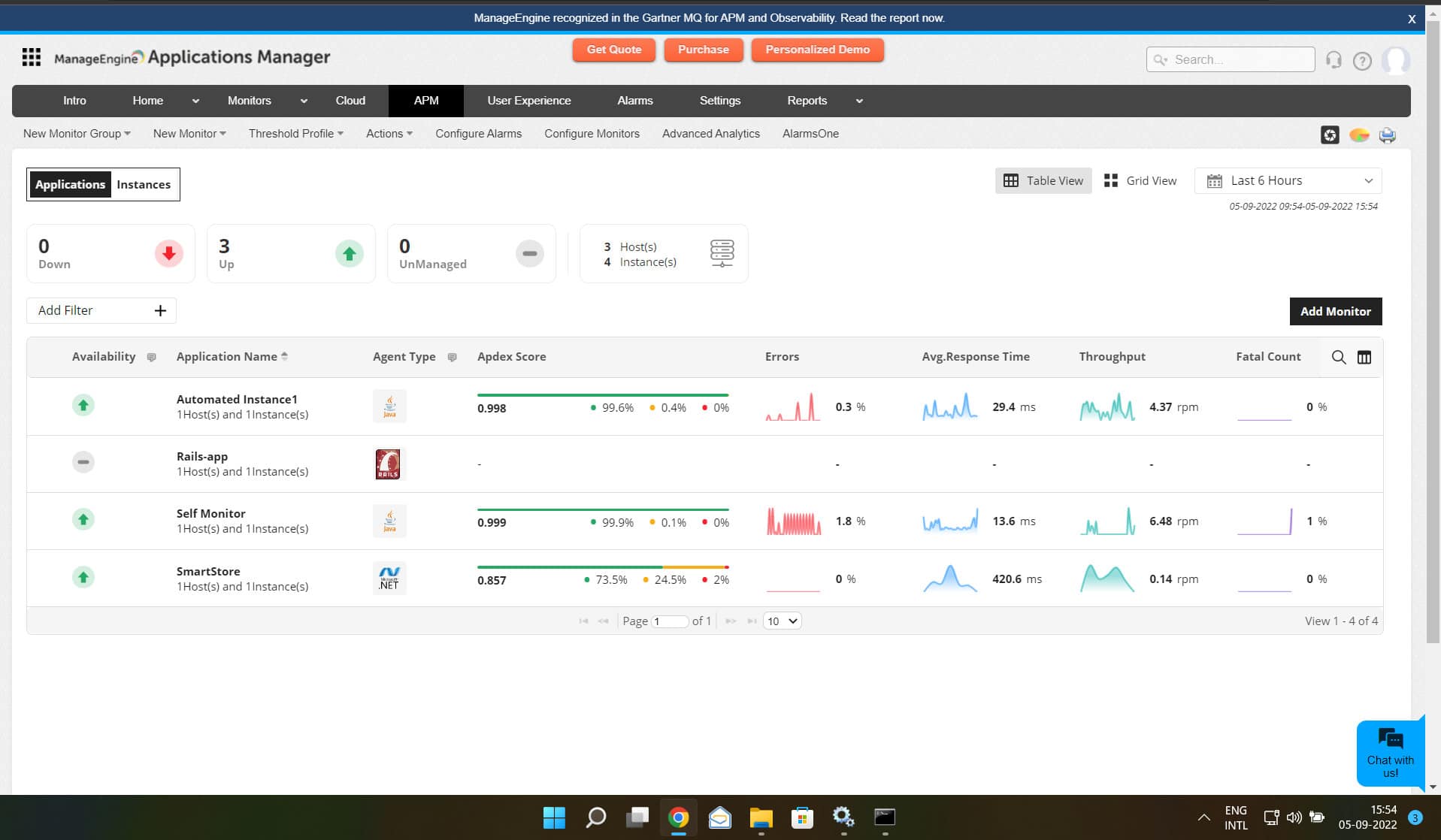 ManageEngine APM insight dashboard newUI