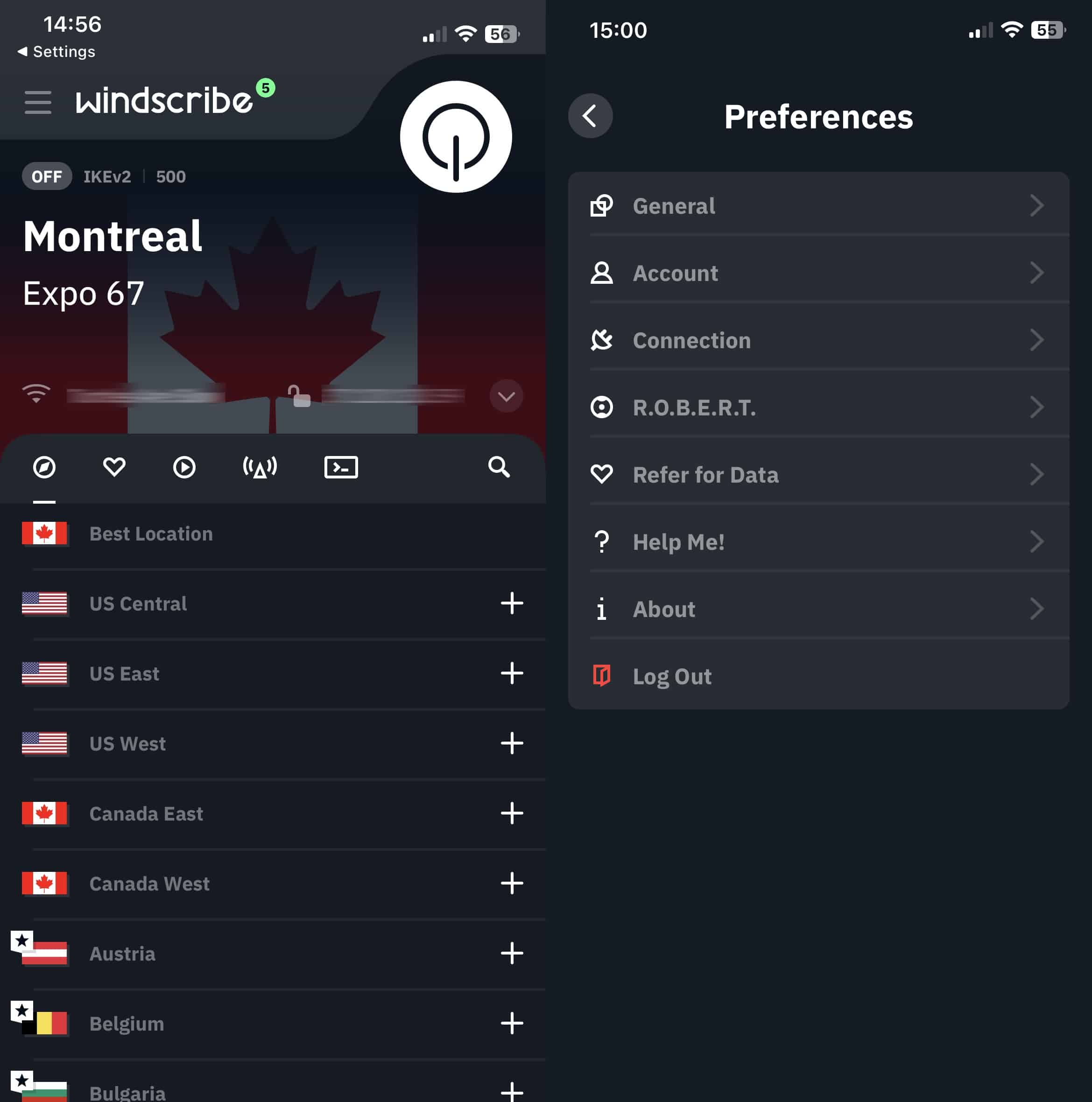 Windscribe - App - Mobile