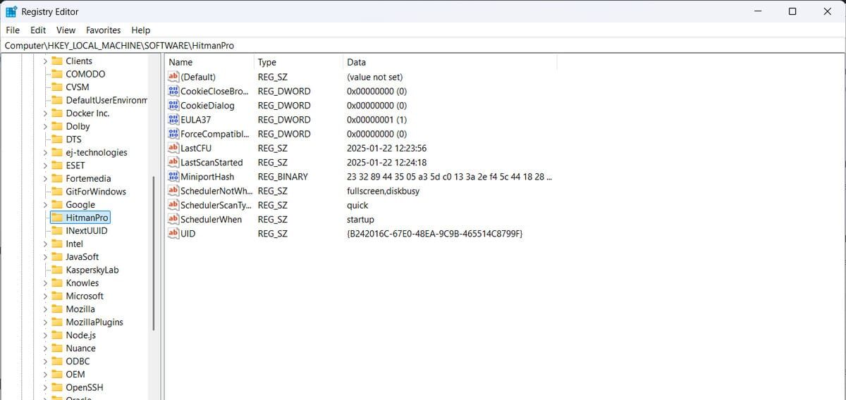 hitmanpro registry edit screenshot