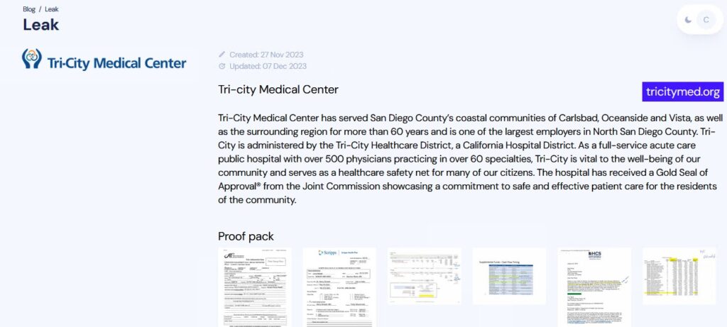 tri city medical center ransomware