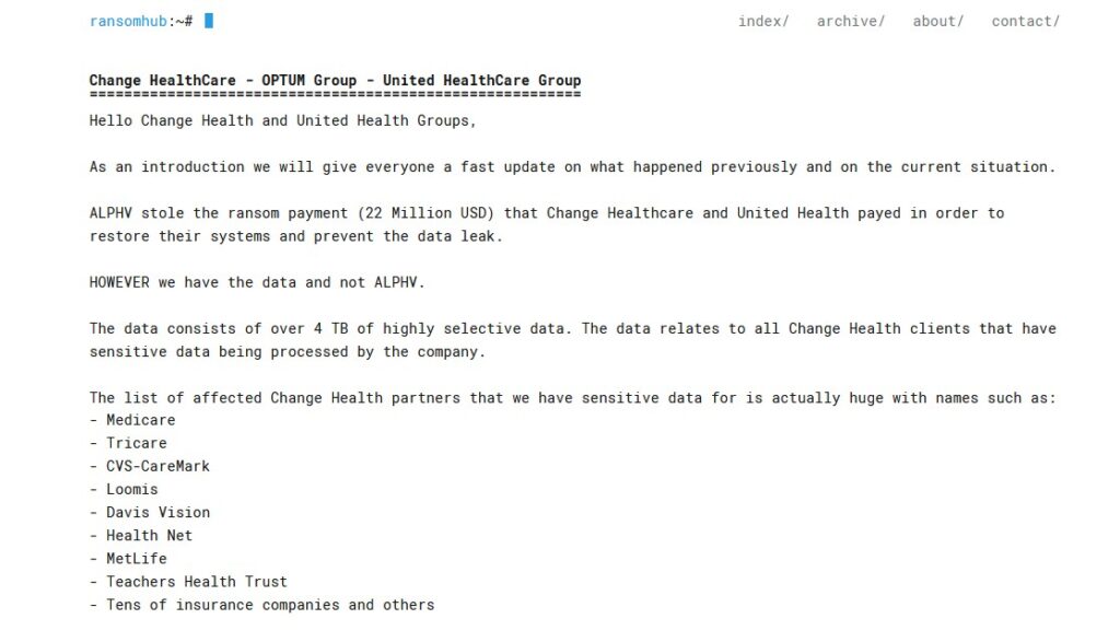 change healthcare ransomhub alphv note
