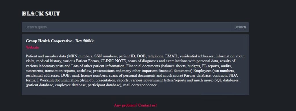 Group Health Cooperative of South Central Wisconsin ransomware