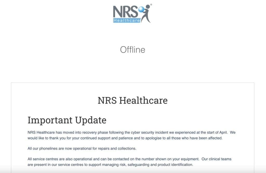 NRS Healthcare cyber attack