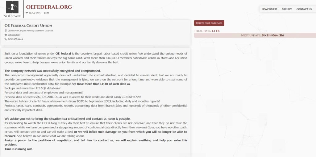 oefcu ransomware