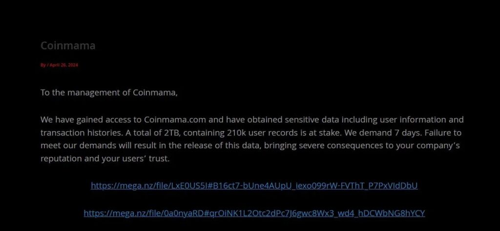 coinmama ransomware