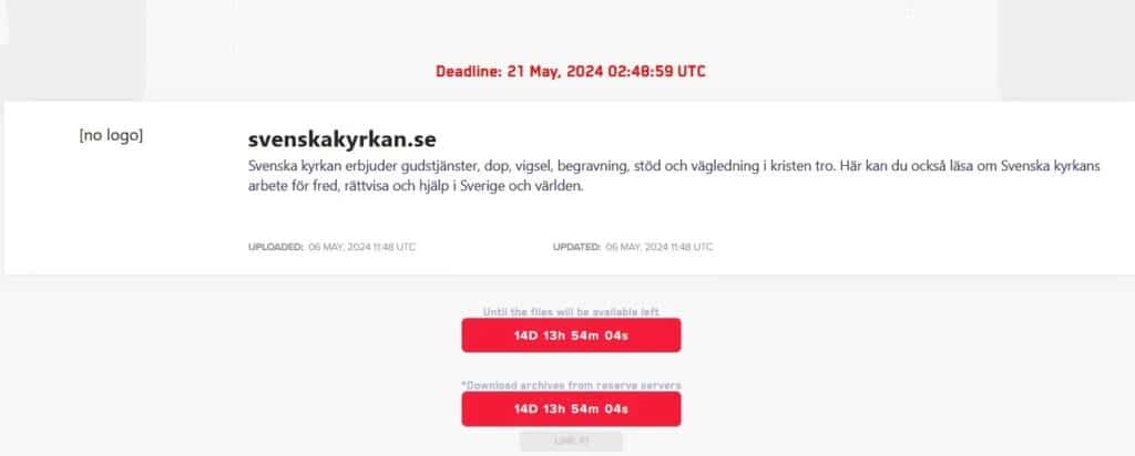 church of sweden ransomware