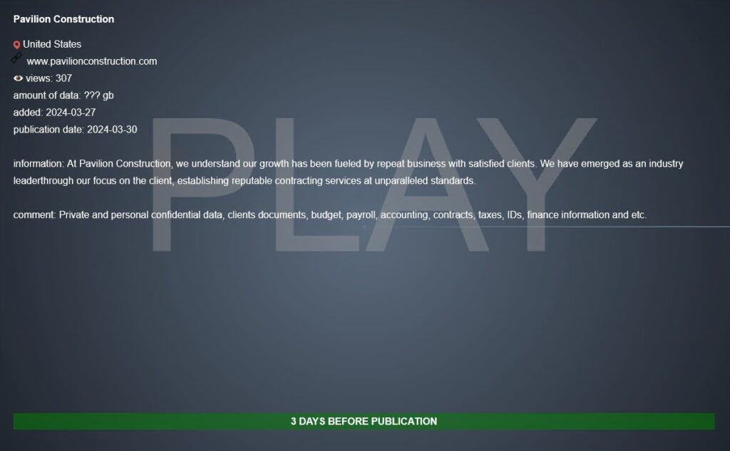 pavilion construction ransomware
