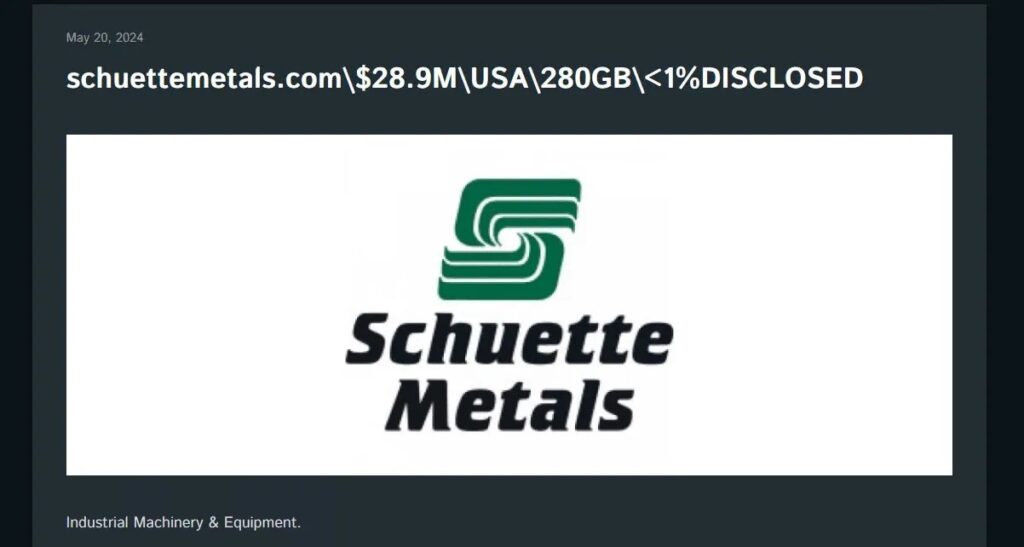 schuette metals ransomware