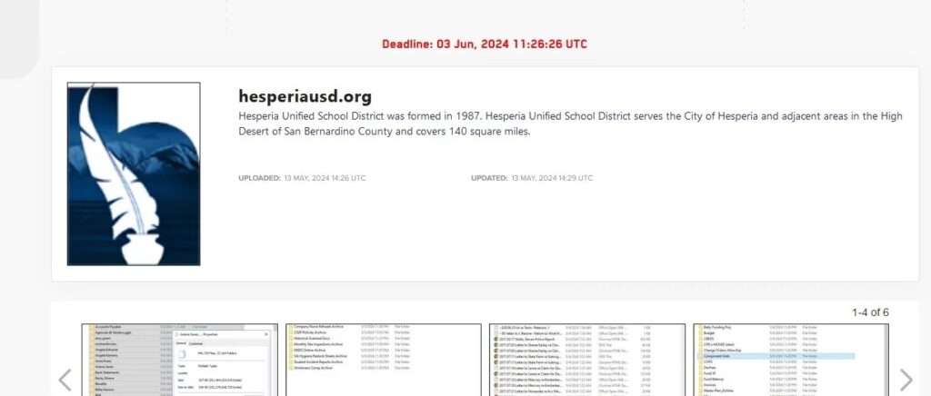 hesperia unified school district ransomware