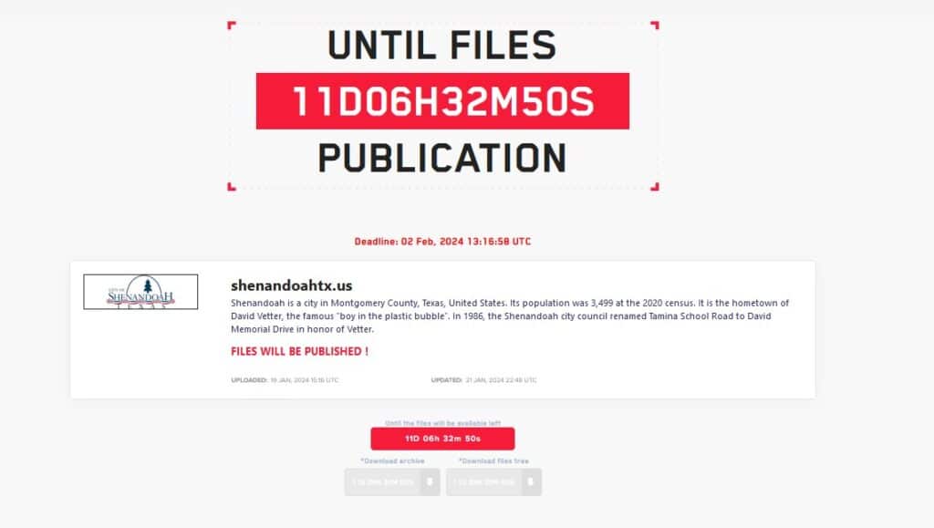 shenandoah tx ransomware