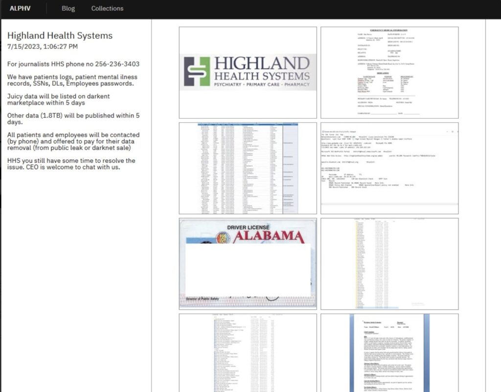 highland health systems ransomware