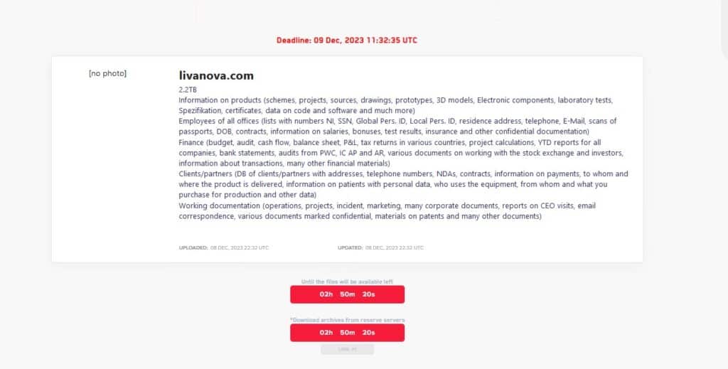 livanova ransomware