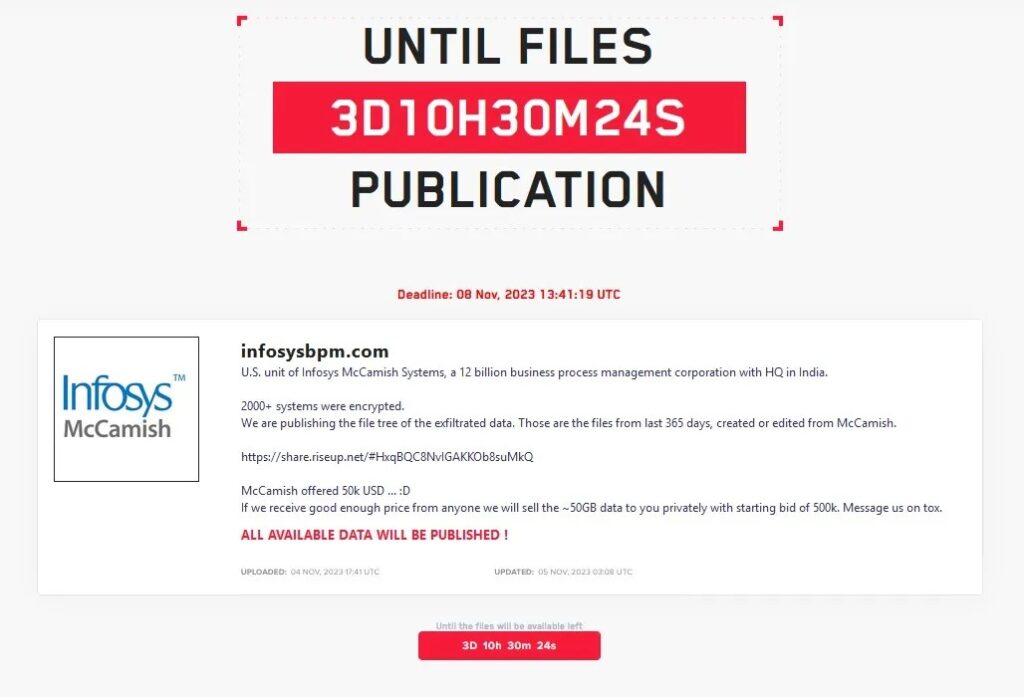 infosys ransomware