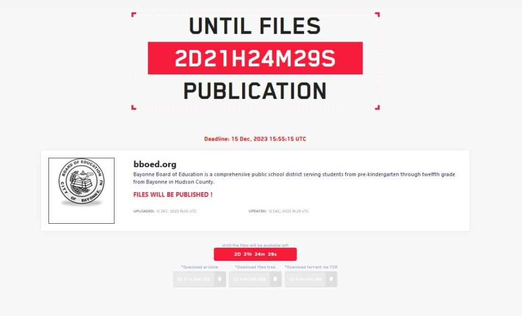 bayonne nj school ransomware