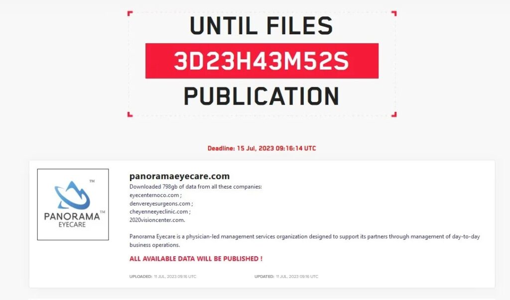 panorama eyecare ransomware
