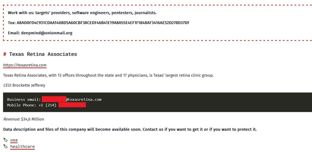 texas retina associates ransomware