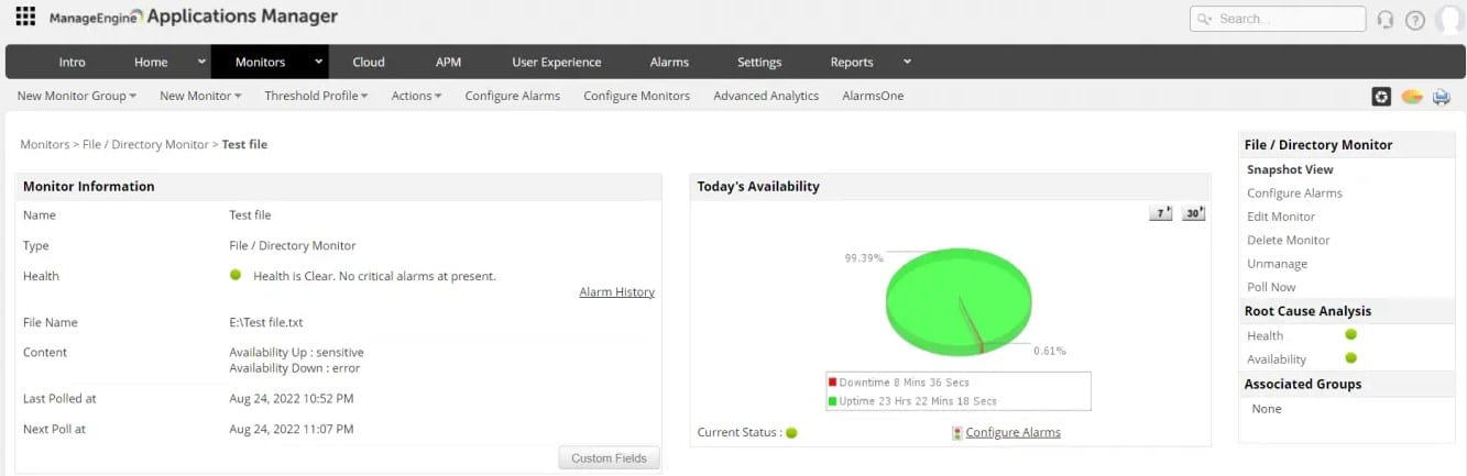 ManageEnigine Applications Manager Files Monitor