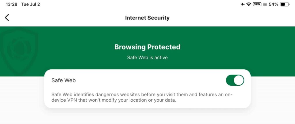 Norton Internet Security app screenshot