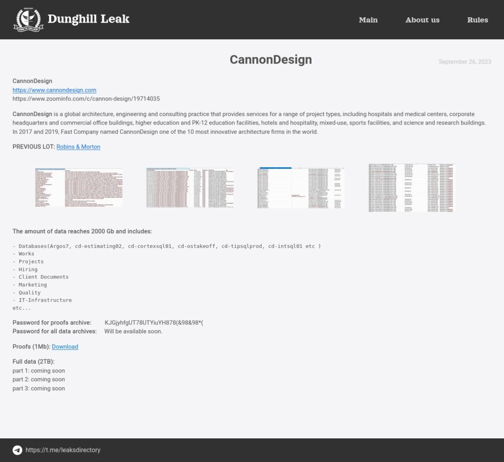 cannondesign dunghill leak