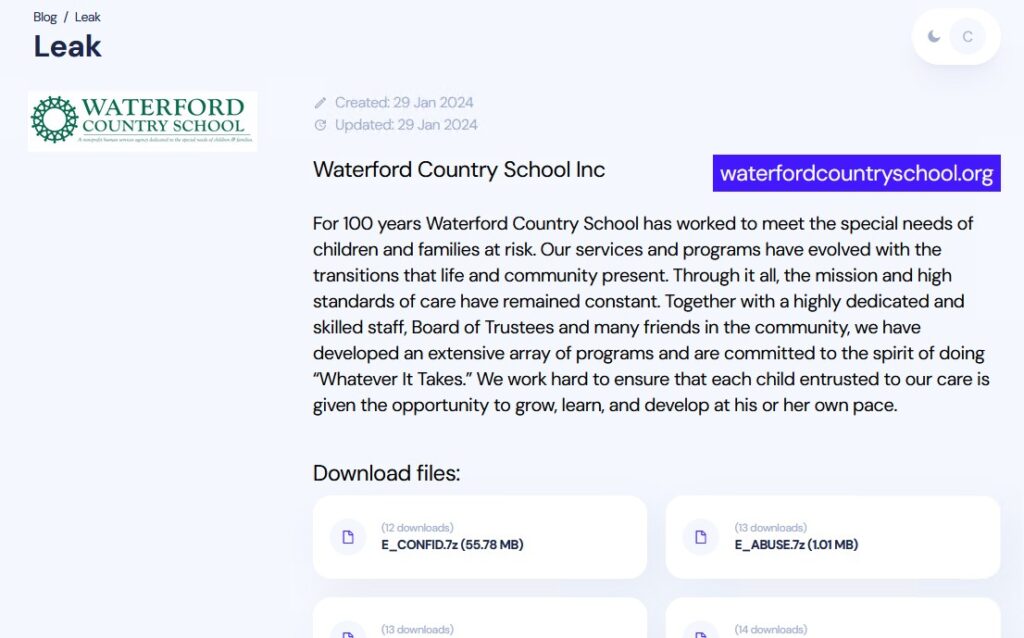 waterford country school ransomware inc