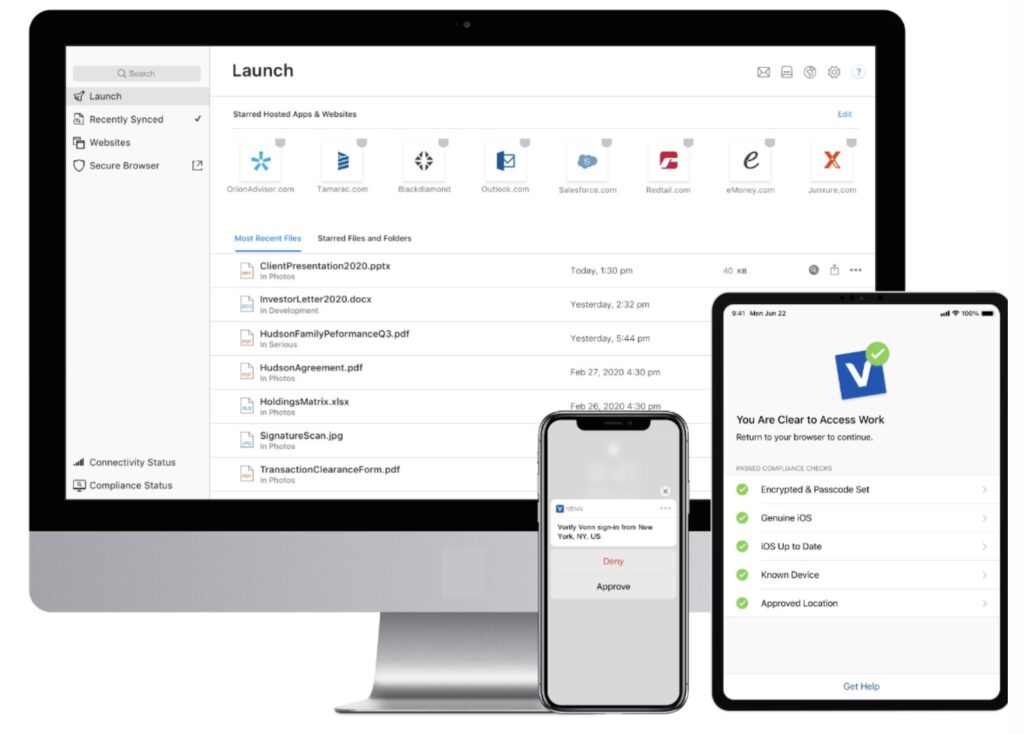 A view of Venn software, an application to create a secure workspace for remote work.