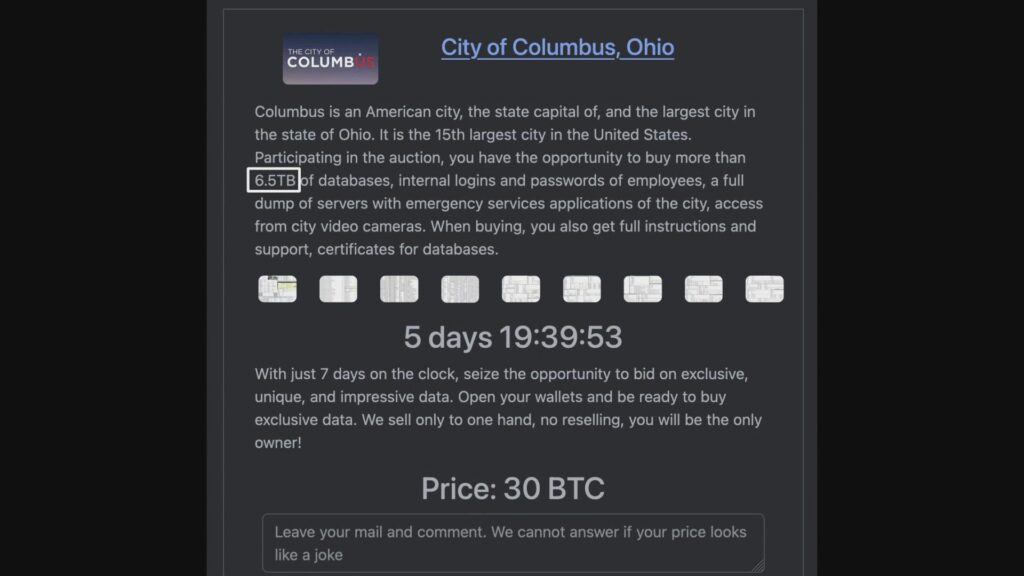 columbus oh ransomware