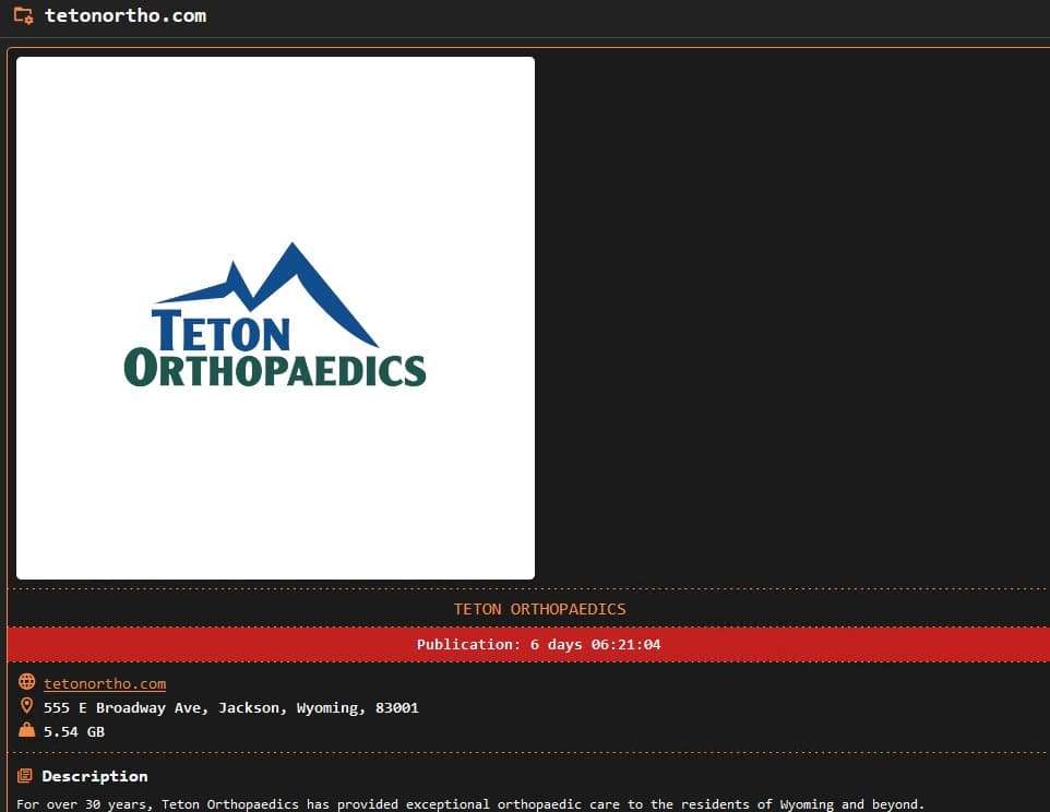 teton orthopaedics ransomware