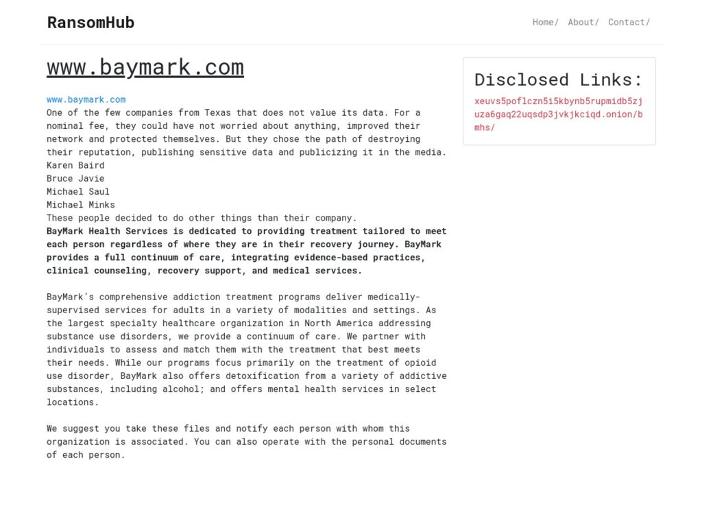 baymark ransomware ransomhub