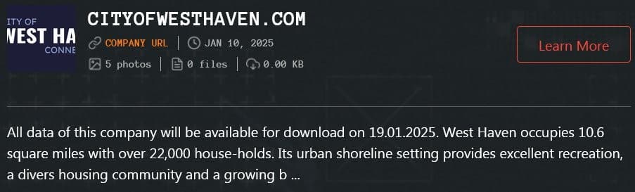 Qilin adds West Haven to its leak site.