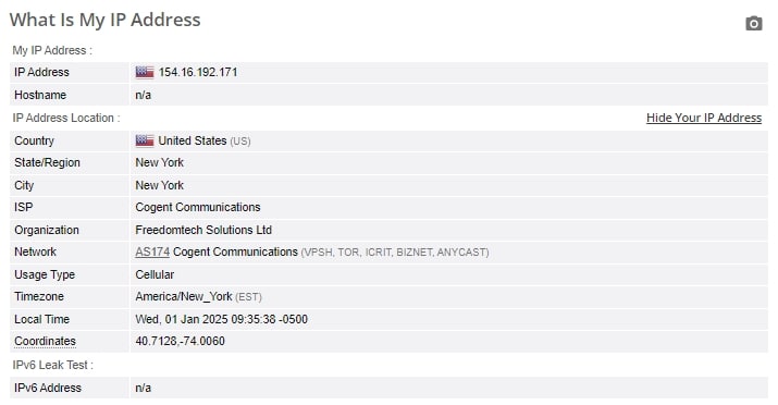 CyberGhost IP Leak