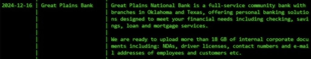 great plains bank akira ransomware