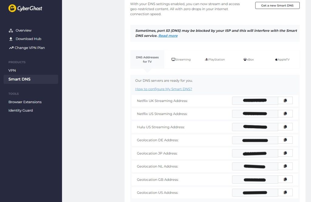 CyberGhost Smart DNS